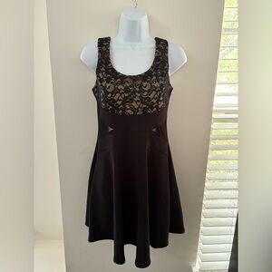 Ruby Rox Black and Gold Lace Mini Dress